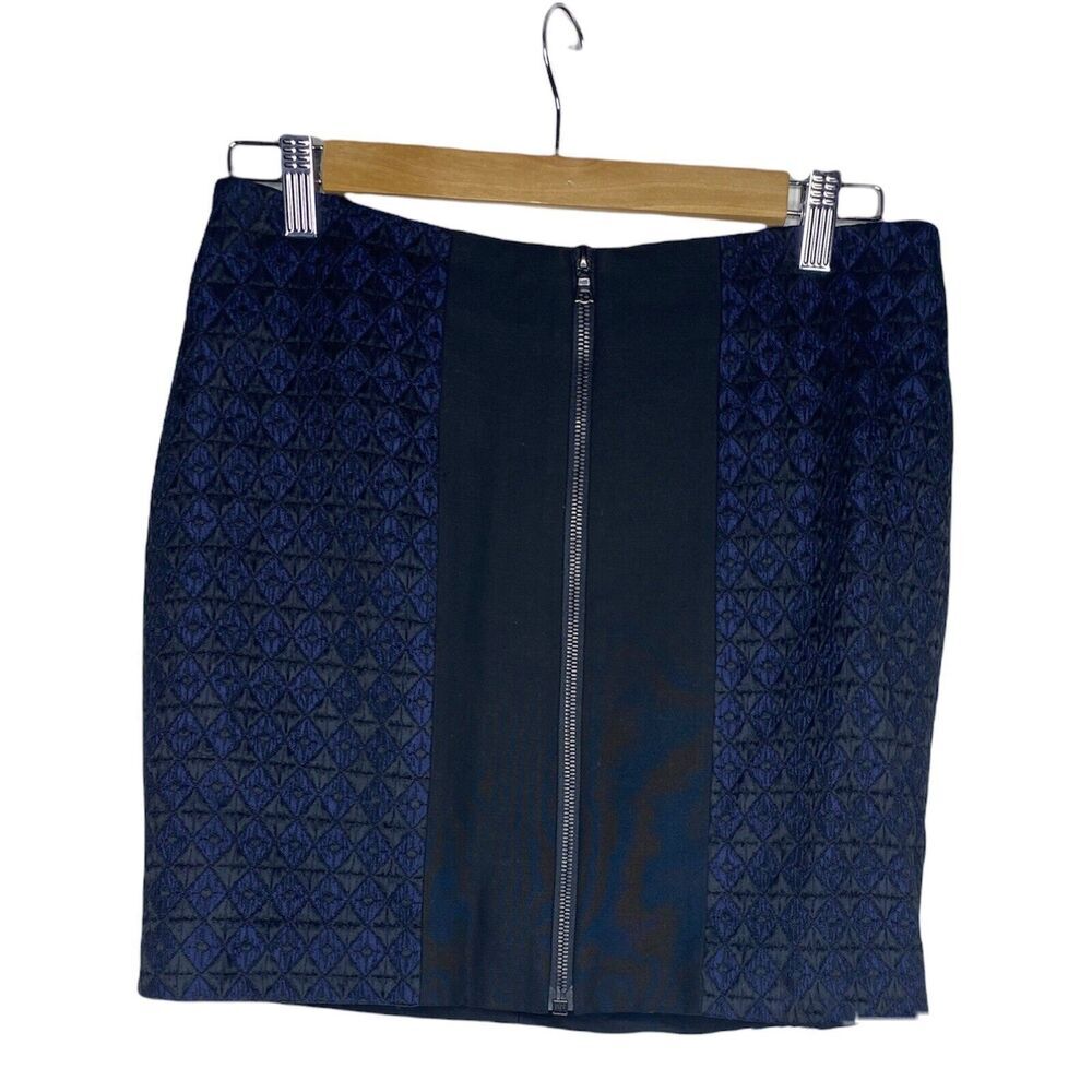 Sandro Skirt Size 3 Large Womens Textured Front Full Zip Wool Blend Color Block